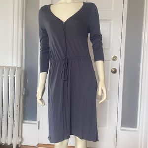 V neck drawstring Henley dress